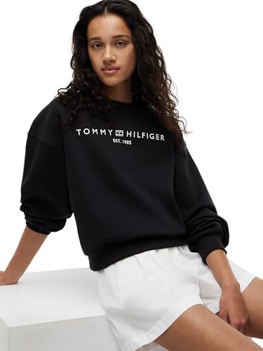 Donna Felpa Corp Logo Modern Relaxed Fit, Nero (Black), L