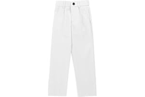 KISBINI Boys School Uniform Pants Elastic Back Waistband Dress Performance Pants Straight Leg Fit for Kids 3-14 Years