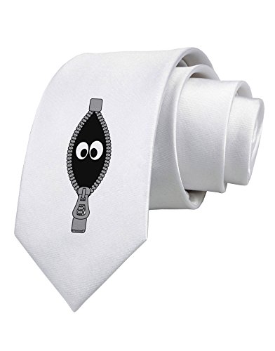 TooLoud Funny Eyes Peeking Out of Zipper Printed White Neck Tie