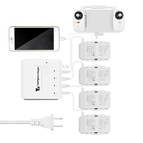 Tineer-FIMI-X8-SE-Intelligentes-Akkuladegeraet-6-in-1-Multi-Ladegeraet-Lade-Hub-Adapter-Laden-Sie-4-Akkus-und-2-USB-Anschluesse-fuer-SmartphoneDrohne-fuer-FIMI-X8-SE-FPV-RC-Drohnen-Zubehoer
