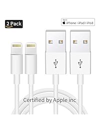 2Pack Apple Original [Apple MFi Certified] Charger Lightning to USB Cable Compatible iPhone X 8 7 6s 6 plus 5s 5c SE,iPad Pro Air Mini,iPod Touch(White 1M 3.3FT) Original Certified