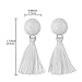 JOYJULY Beautiful Elegant Korean Style Thread Tassel Drop Dangling Earrings Ear Studs White