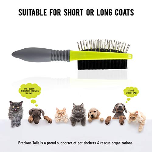 Precious Tails Double Sided Grooming Brush for Dogs and Cats with