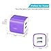 Wall Charger Dual Port Adapter with 6ft Micro USB Cable, Kakaly Charge Sync Cable Cord for Samsung S6 S7 Edge Plus, HTC, Sony, HuaWei, Blackberry, Android Smartphones-Purple