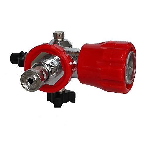 IORMAN 300bar / 4500psi PCP Paintball Fill Station, G 5/8 Male Thread, 8mm Quick Disconnet Adapter, DIN Type Valve Gauge & Hose Charging System (Red) - Thumbnail 2