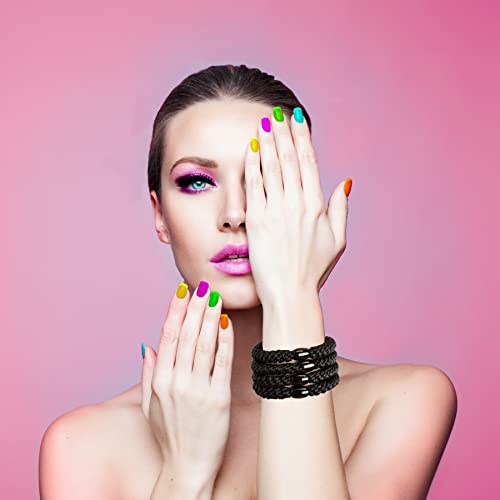 GYGYL 8Pcs Black Hair Ties for Women Girls, Elastics Hair Bands Ponytail Holders for Thick Hair, No Damage No Crease Hair Elastics