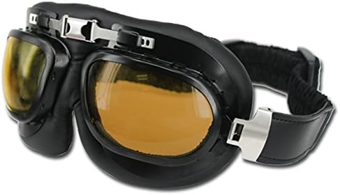 Vintage Goggles Aviator Motorcycle Glasses WWII RAF Pilot Goggles Retro Eyewear - Half Helmet Campatible,Soft Padded,Large Sized,Universal Fit,Smoke Lenses