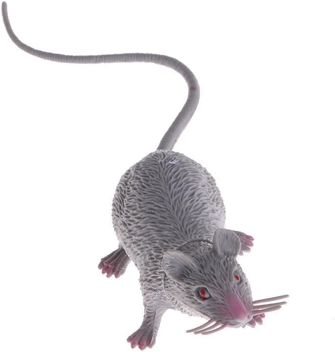Plastic Halloween Rat - Realistic Fake Mouse Toy for Party Decorations, Creepy Prank Props, Spooky April Fool's Day Trick, Lifelike Mice Figures for Halloween Party and Haunted House Decor (Grey)