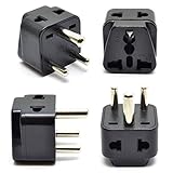 OREI 2 in 1 USA to India Adapter Plug (Type D) - 4 Pack, Black