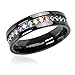 (1) Jet Black Rainbow Super Full String Clear & Rainbow Ring. Gay & Lesbian Pride Stainless Steel Ring. Wedding Marriage or Engagement band CZ Stones. LGBT Pride Jewelry
