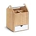 Umbra Toto Storage Box (Tall), Perfect for Organizing Makeup, Brushes, Jewelry, Stationery, and More, Birch Wood Metal Finish, Natural/White