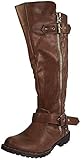 Women's Vivienne-01 Studded Quilted Leatherette Buckle Round Toe Motorcycle Boots