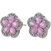 Kokoma Crystal Cherry Blossom Studs Earrings for Women Cubic Zirconia Flower Studs Dainty Floral Earrings Fashion Ear Jewelry