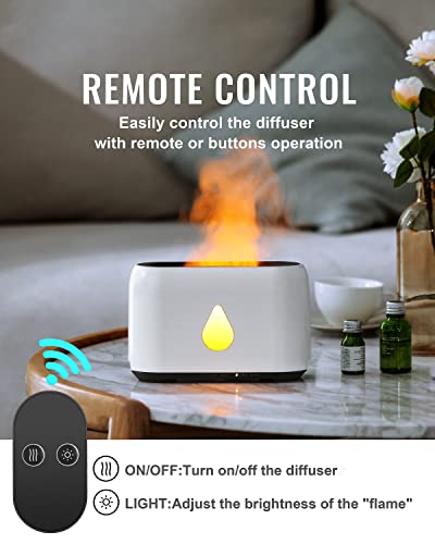 Flame Essential Oil Diffuser,Humidifier,250ml Aroma Diffuser with Remote Control,3 Timer & Adjustable Brightness,Waterless Auto Shut-Off Protection