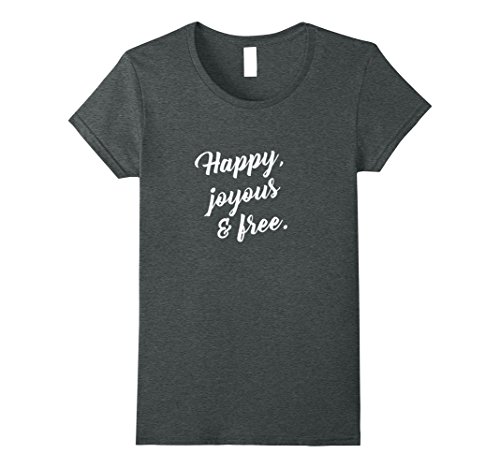 Womens Happy Joyous and Free AA Sober Life Recovery Medium Dark Heather