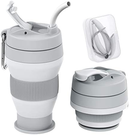 ValourGo Collapsible Coffee Cup BPA Free - Portable Silicone Eco Reusable Travel Coffee Mug with Lid and Straw for Outdoor/Travel/Office and Home Use