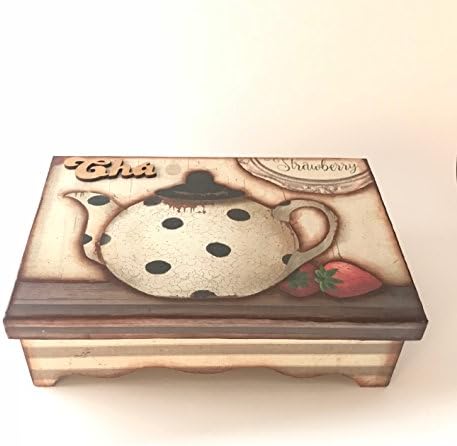 Handmade Large Tea Box with Dividers, Tea Bag Storage, Decorative Tea Box for Kitchen