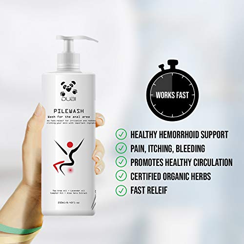 Pilewash Hemorrhoid Wash Liquid Soap with Tea Tree Oil, Aloe Vera & Lavender Oil Alleviates