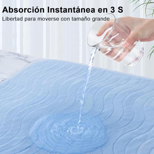 Almohadillas Impermeable para Cama 2Pz, Almohadillas Lavable Ultra Absorbente Reutilizable Antideslizante 90*120CM, Protector de Colchón Pañal para Incontinencia Adulto Niño Mascota Persona Mayor Sofá