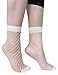 DZSbestdeal Women's 2 Pairs Hollow Out Argyle Fishnet Mesh Ankle Socks White