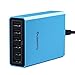 Lumsing 60W 5V 6-Port USB Desktop Charger Charging Intelligent Control Chipset Multi Travel Power for iphone, ipad, Samsung,Nexus, HTC, Sony and More (Blue)