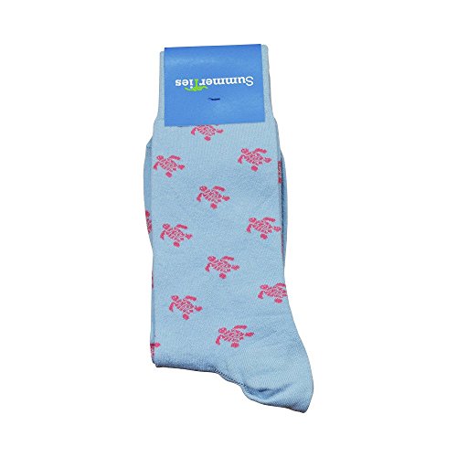 SummerTies Turtle Socks - Pink on Light Blue