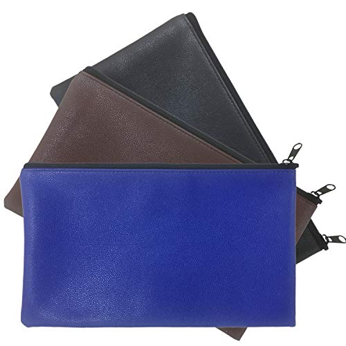 Zippered Security Money Bag Bank Deposit Bags Leatherette Cash Bag,Utility Coin Bag for Business, Household, School or Personal Use,3 Pack - Thumbnail 6