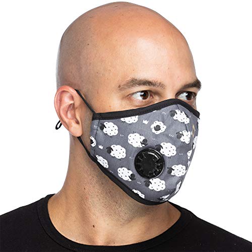 Debrief Me Dust Mask - Anti Pollution Breathable Respirator Mask (1 Mask + 6 Filters) Military Grade N99 Flu Mask Carbon Activated Filtration - Reusable Washable - Comfy Cotton Adjustable(Sheep Grey)