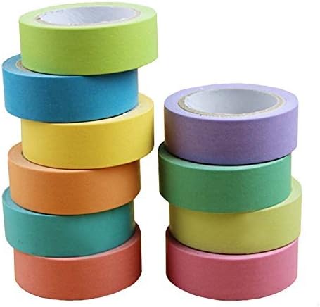 MOEUP 10 x DIY Decorative Colourful Washi Masking Tape 10m*15mm