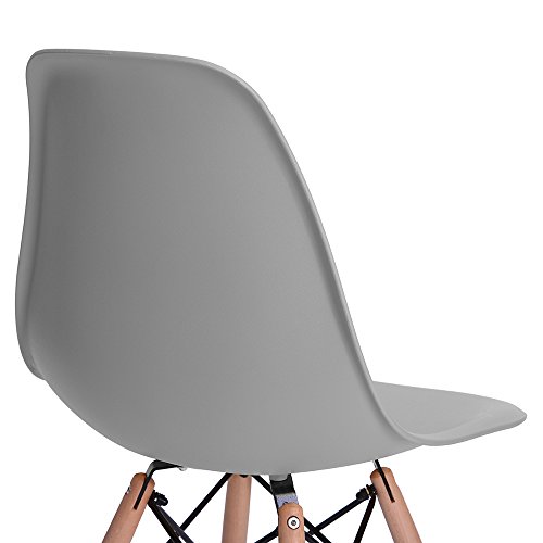 Set of 4 Modern Kitchen Chairs,Warmcentre Dining Room Side Chairs with Natural Beech Wood Strong Metal Base Legs, for Dining Living Waiting Room,Grey - Thumbnail 6