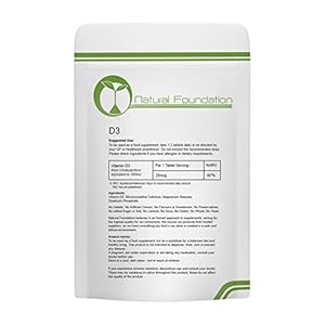 Vitamin D3 Tablets 1000iu Bone Teeth Brain and Nervous System | Natural Foundation Supplements (120 Tablets)