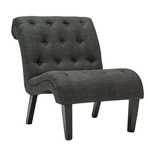 Haobo Home Modern Accent Lounge Chair with Linen upholstered Armless Tufted Button Casual Chair for Living Room (Dark Grey2)