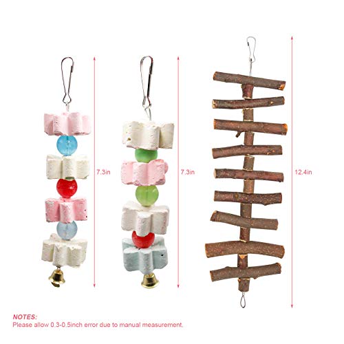 S-Mechanic Parrot Chewing Toy Beak Trimmer Calcium Stone with Bell Lava Block Grinding Stone for Chinchilla,Cockatiel,Conure,Budgies,African Grey, Amazon Parrots,Parakeet Bird 2 Packs (Style-1)