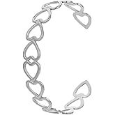 Eksesriy Womens Cuff Bracelets Heart Open Bangle Jewelry