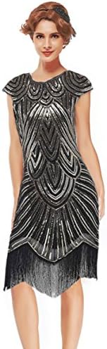 Uniq Sense Women's 1920s Flapper Dresses - Sequined Beaded Fringed Emblished Great Gatsby Dresses