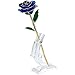Polend Love forever Long Stem Dipped 24k Gold Foil Trim Rose,With the Clear Crystal Stand,Best Gift for Valentine's Day Gifts,Mother's Day, Anniversary, Birthday Gift,Christmas(Blue)