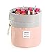 HJSMing Bathroom Folding Bag Travel Barrel Toiletry Bag Large Capacity Storage Organizer Travel Portable Cosmetic Bag Bucket Makeup Bag with Pouch (Pink)