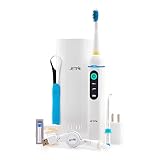 Jetpik JP210 SOLO  Rechargeable Portable Power Water Flosser & Sonic Toothbrush with Patented Floss Technology and Cordless Dental Water Jet Cleaning for home and travel use.