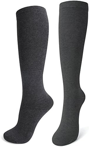 Delisocks Women's Basic Dark Gray Novelty Design Cotton Casual Knee High Socks