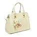 SNUG STAR Women's Fashion Mutifunction Leather Printing Top-Handle Tote Handbag Shoulder Cross Body Purse Bag Evening Bag 4Pcs Set (Rice White)