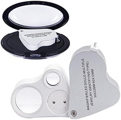 ZLXING 30X 60X LED Lighted Illuminated Jewelers Eye Loupe Jewelry Magnifier for Gems Jewelry Rocks Stamps Coins Watches Hobbies Antiques Models Photos