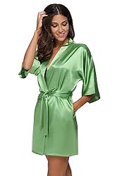 The Bund womens Pure Colour Short Kimono Robes with