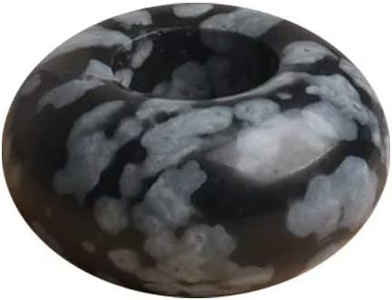 Large Hole Rondelle Beads for Bracelet Making Natural Black Snowflake Obsidian 7 * 14mm Loose Beads Hole Size 5.5mm Sold by 8 Pcs
