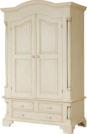 Antique Cream Double Wardrobe Storage Bedroom Drawers And