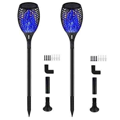 Solar Lights,Waterproof Flickering Flames Torches Lights Outdoor Solar Light Landscape Decoration Lighting Dusk to Dawn Auto On/Off Security Torch Light for Pathway, Patio, Yard, Garden-Blue