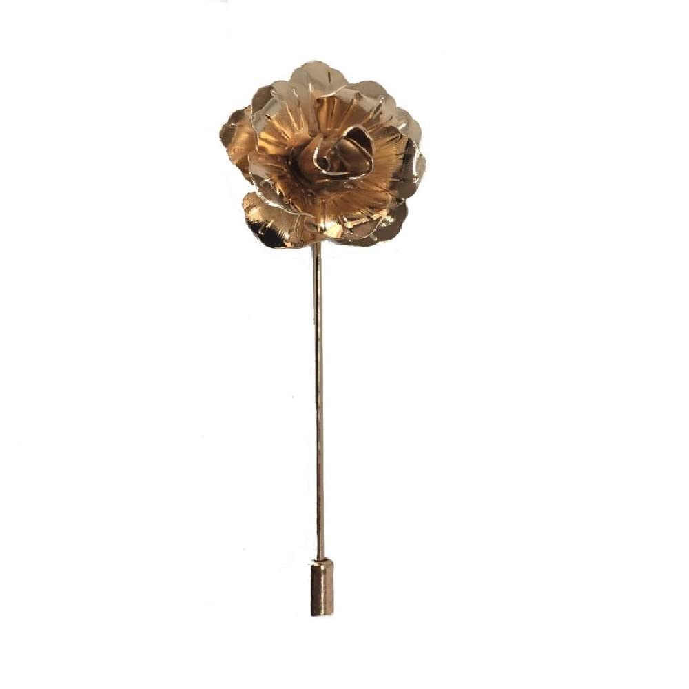 Gold Handmade Metal Flower/Rose Lapel Pin, Buttonhole, Corsage, Boutonniere