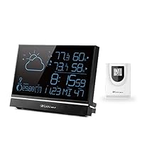 Wittime Latest 2075 Weather Station, Indoor Outdoor Thermometer - Weather Station for Home with 7 Convertible Colors, Temperature and Humidity Monitor, Temperature/Time Alert, 7.5inch Screen Display