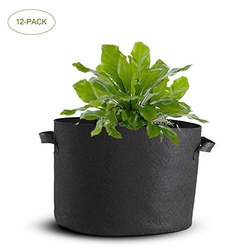 Mophorn 12-Pack 65 Gallon Plant Grow Bag Aeration Fabric Pots with Handles Black Grow Bag Plant Container for Garden Planting Washable and Reusable (12-Pack 65 Gallon)