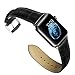 iStrap Alligator Grain Calf Leather Band for Apple Watch 44mm 40mm Series 6 5 4 3 2 1 Sport Edition - Black Brown Replacement Strap with Steel Buckle for iWatch 38mm 42mm