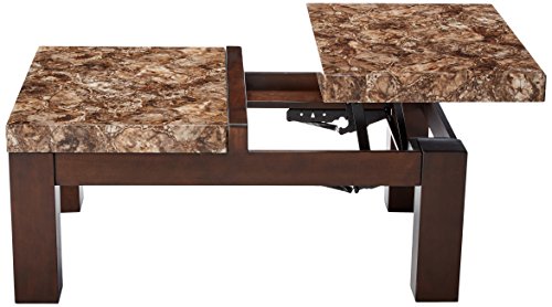 Ashley Furniture Signature Design Kraleene Coffee Table Cocktail Height Rectangular Dark Brown With Faux Marble Top Pricepulse